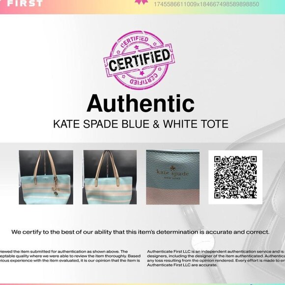 Kate Spade Hawthorne Lane Grace Blue / Cement Julie Stripe Ryan Tote Bag - Picture 8 of 8